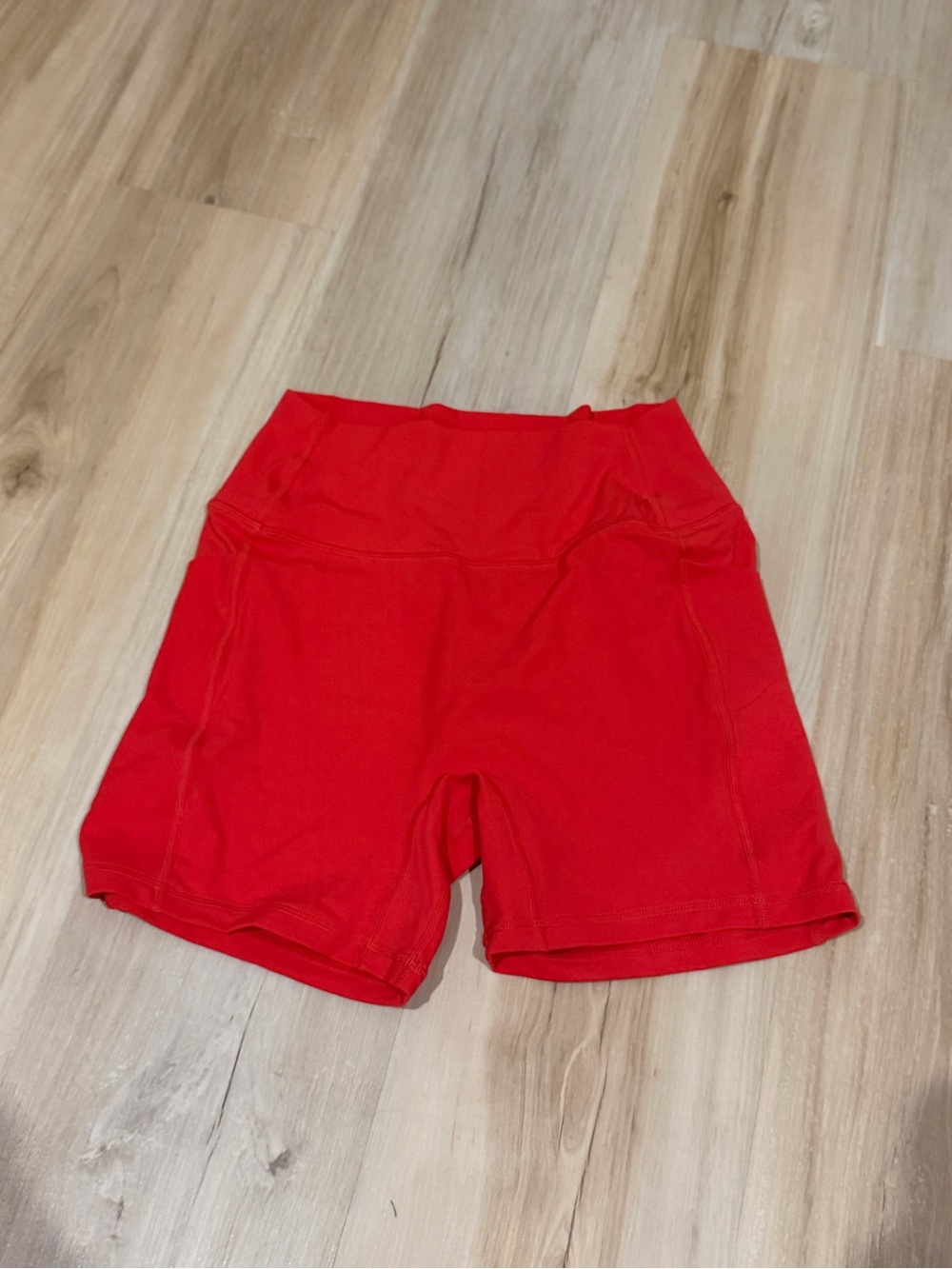 Red High-Waist Women’s Athletic Shorts